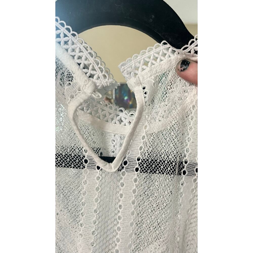 INC International Concepts White Lace Mock Neck Sleeveless Top Medium - Picture 6 of 7